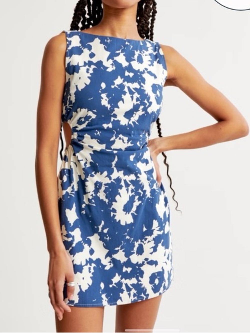 Abercrombie & Fitch Blue and White Abstract Cutout Mini Dress